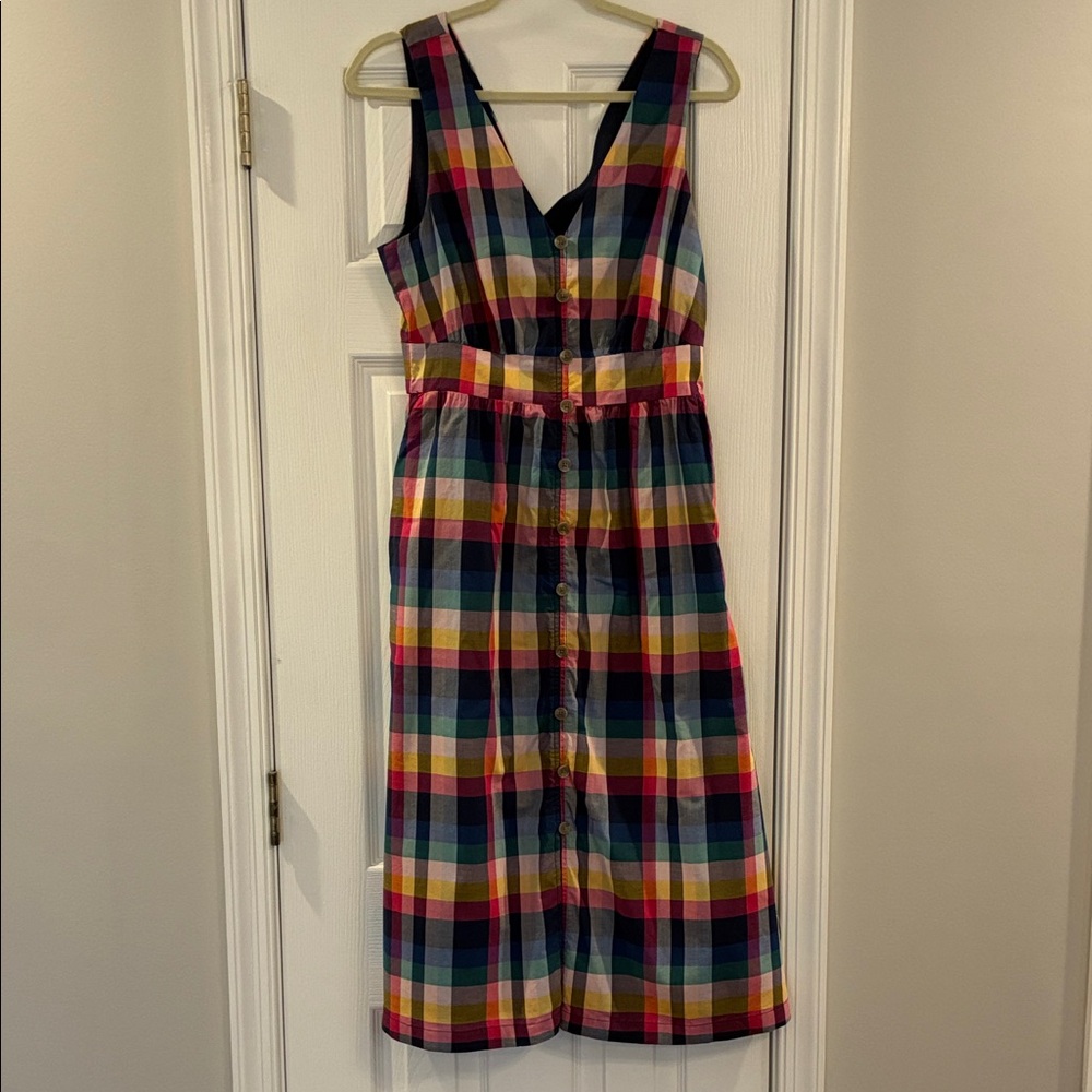 J. Crew Women’s Multicolor Plaid Button-Front Midi Dress